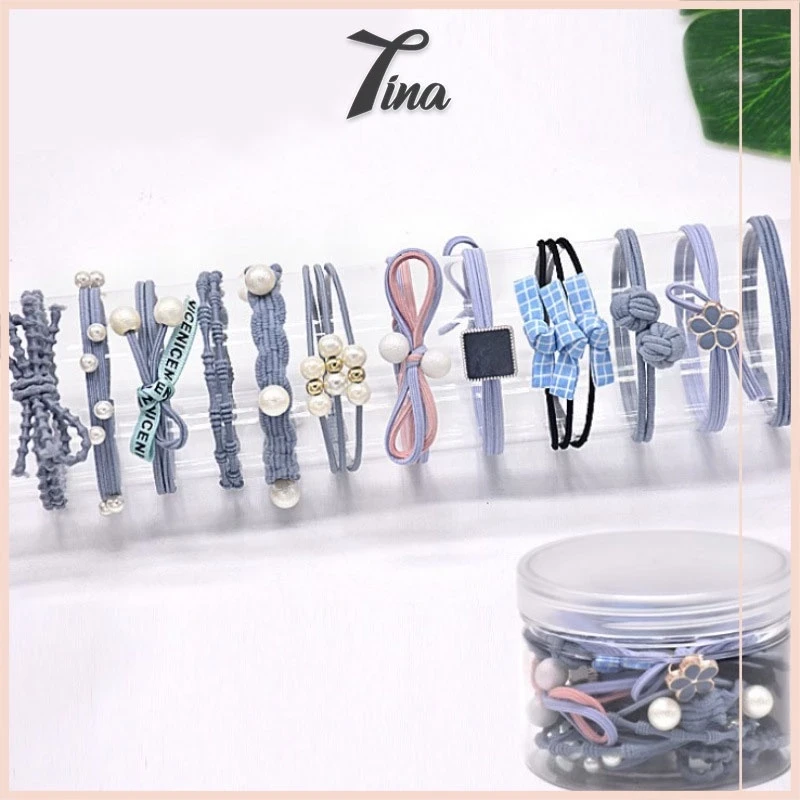 Hộp thun cột tóc Hàn Quốc dễ thương bộ 12 cái TINA SHOP PK444