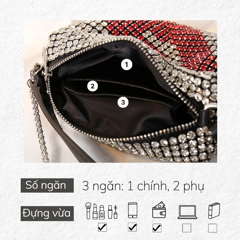 Túi xách nữ ví đi tiệc lấp lánh kẹp nách sang trọng TINA SHOP TX052