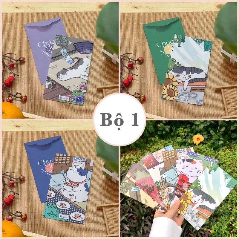 Bao lì xì 2025 hoạt hình mèo may mắn cát tường Bộ 6 cái TINA SHOP LIXI22