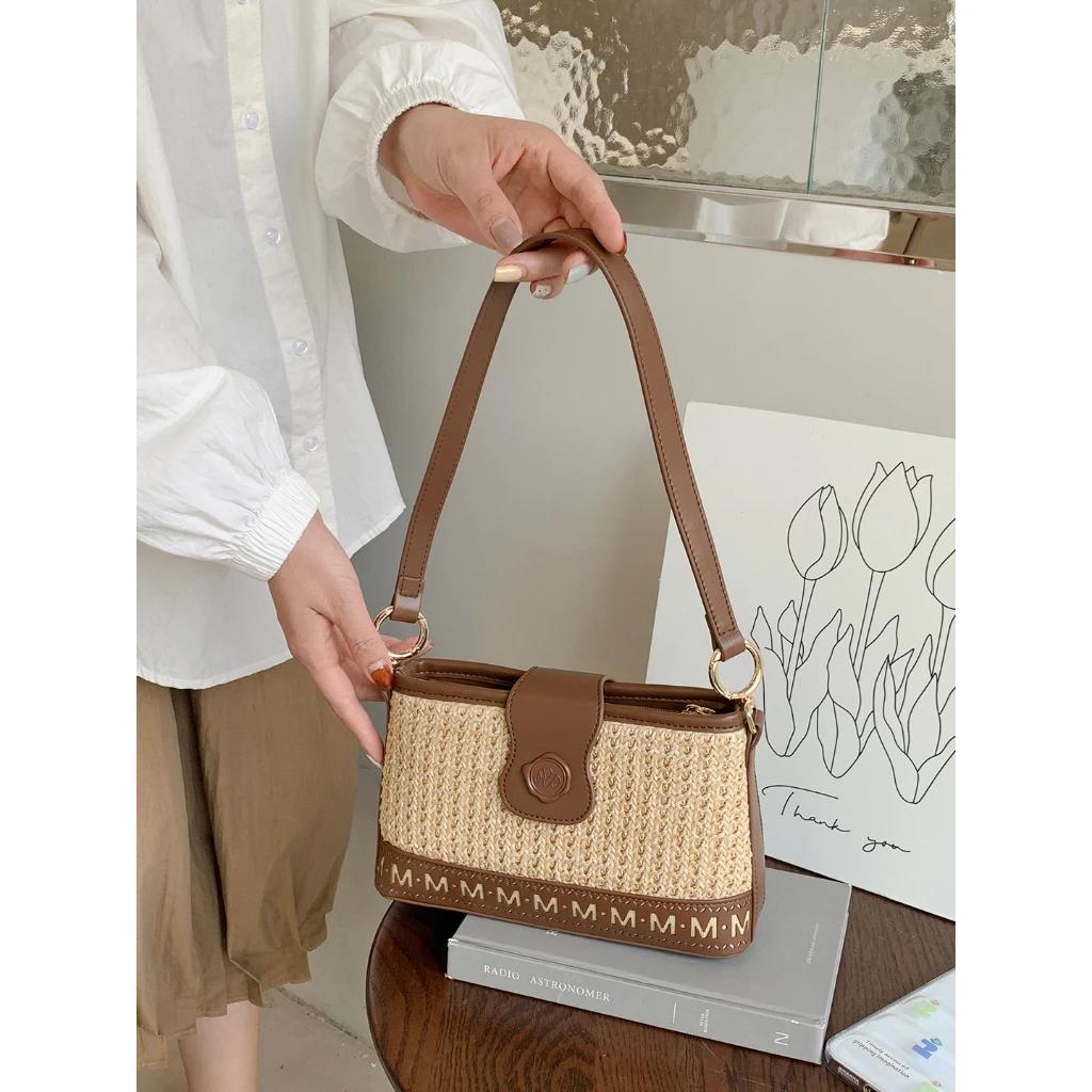 Túi đeo chéo nữ đi chơi cute Micocah chất cói phối da đẹp mini Hàn Quốc Tina Shop M523 NSH702