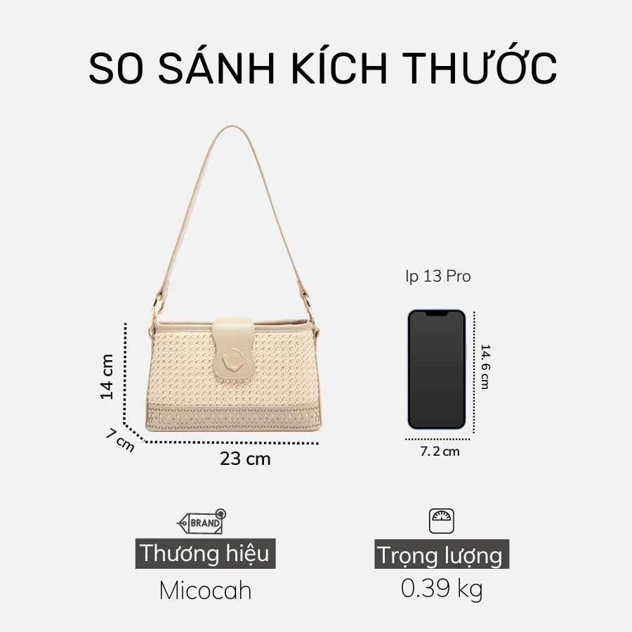 Túi đeo chéo nữ đi chơi cute Micocah chất cói phối da đẹp mini Hàn Quốc Tina Shop M523 NSH702