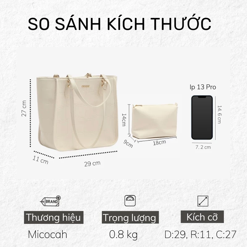 Túi nữ tote Micocah Bigsize công sở thanh lịch Tina Shop M439