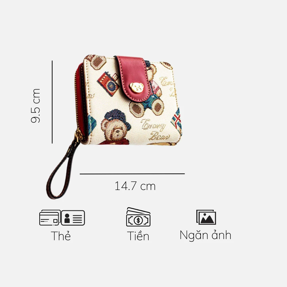 Ví nữ mini ERANGBEAR vải gấu cầm tay cao cấp đẹp Tina Shop EB007