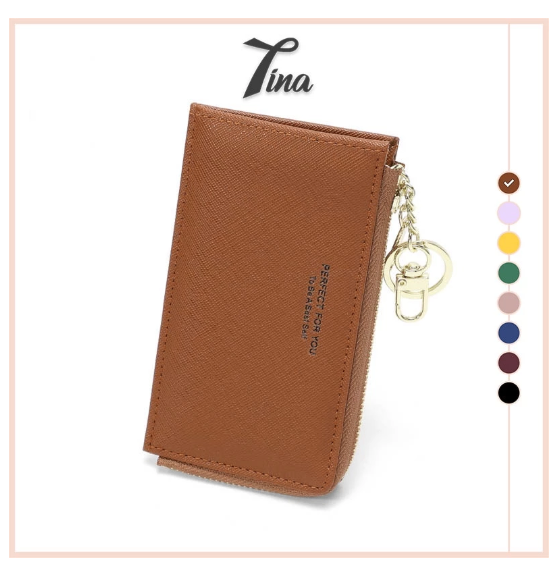 Ví nữ mini cầm tay Weichen đựng tiền thẻ card có móc khoá đẹp cao cấp Tina Shop W184