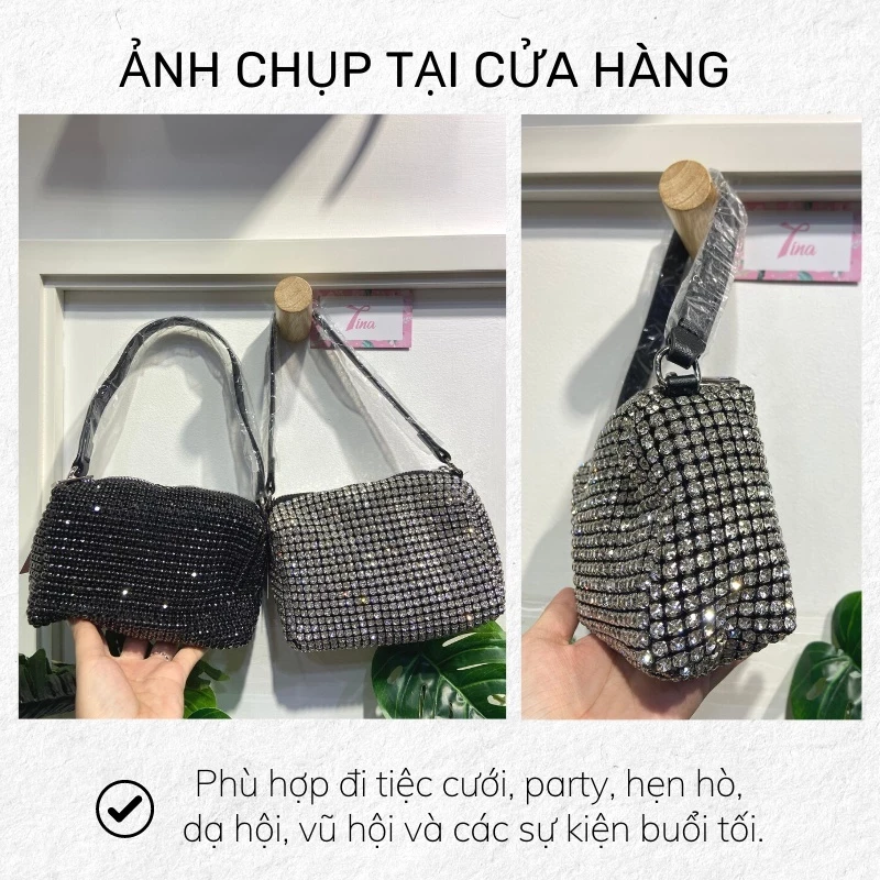 Túi xách nữ ví đi tiệc lấp lánh kẹp nách sang trọng TINA SHOP TX052