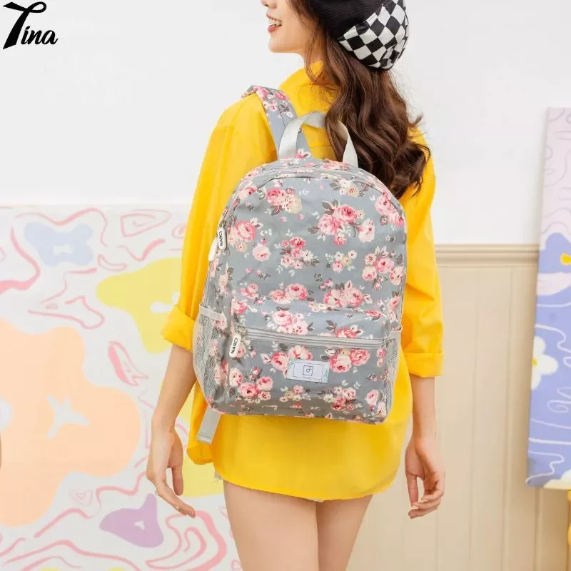 Ba lô nữ hoạ tiết hoa dễ thương NARCI xinh tươi vừa laptop chống thấm nước TINA SHOP N015