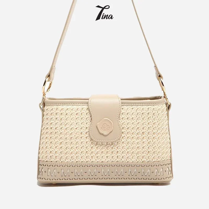 Túi đeo chéo nữ đi chơi cute Micocah chất cói phối da đẹp mini Hàn Quốc Tina Shop M523 NSH702