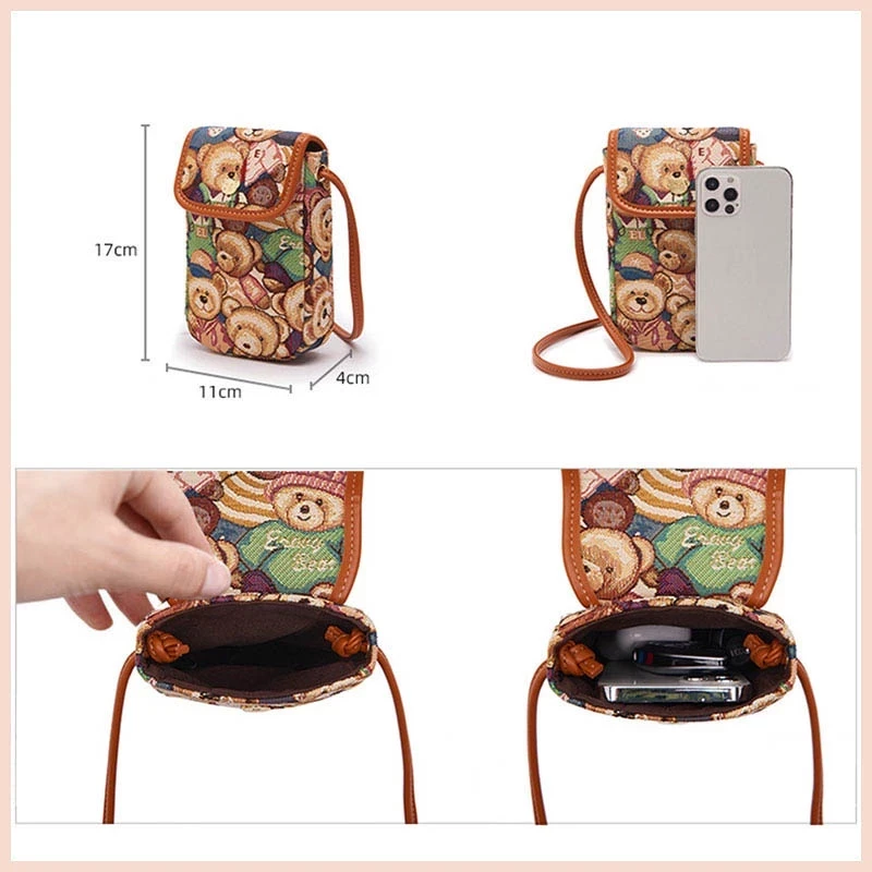 Túi đeo chéo nữ ERANGBEAR vải gấu đi chơi đẹp Hàn Quốc mini cute Tina Shop EB015