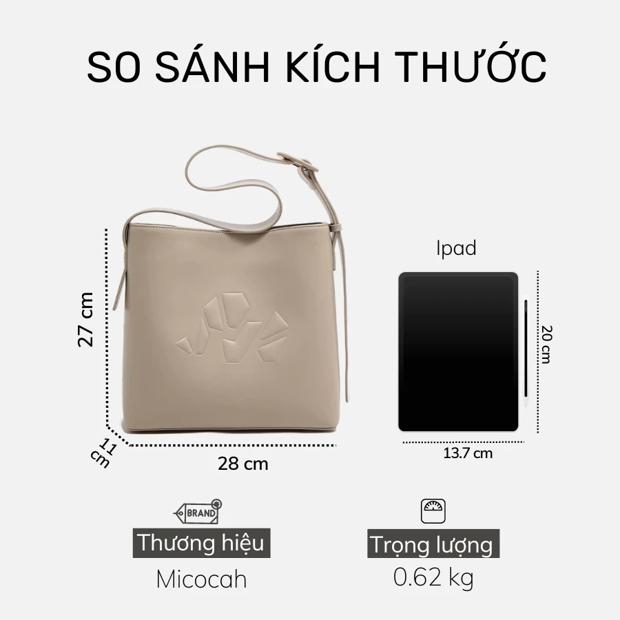 Túi xách nữ Micocah đẹp da trơn dáng tote đi làm công sở cao cấp vừa laptop TinaShop M522 FSH707