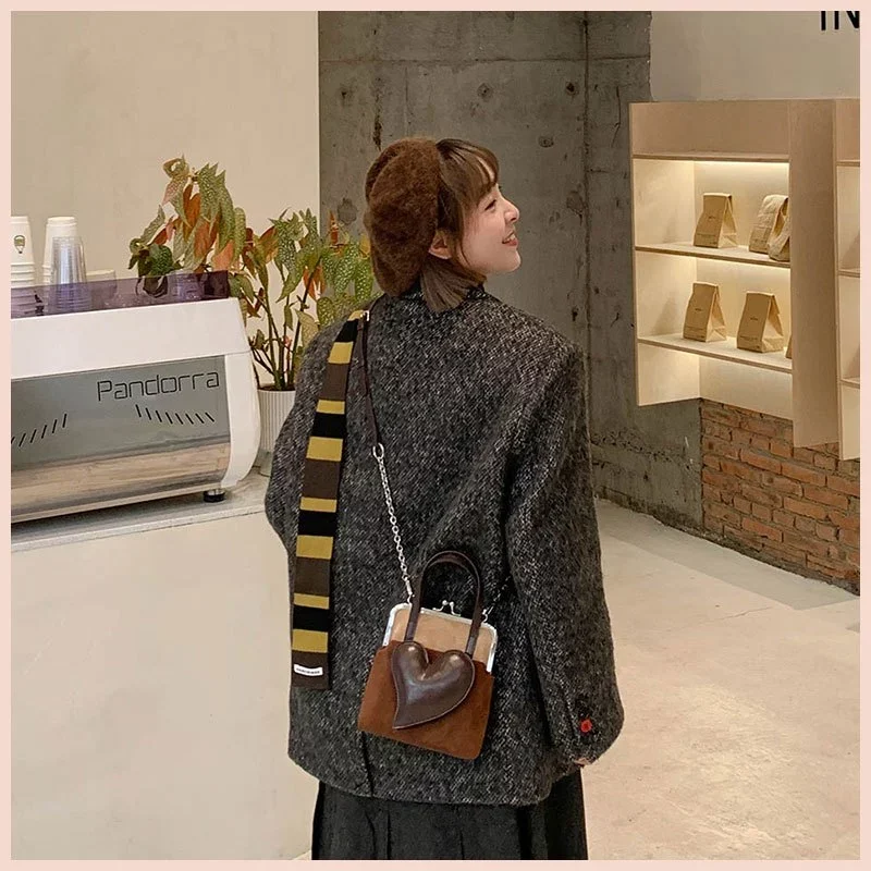 Túi xách MICOCAH New Love phong cách Hàn Quốc thanh lịch da nhung vintage M558 FSH754