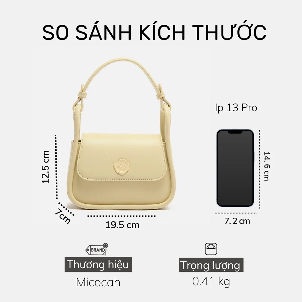 Túi xách nữ MICOCAH chính hãng kiểu yên ngựa cá tính đeo chéo cầm tay khoá kéo đi chơi M526 FSH692