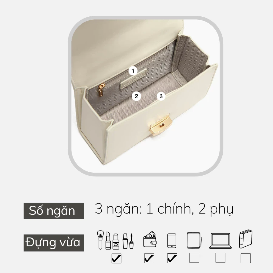 Túi xách nữ đẹp Micocah công sở dáng hộp thanh lịch đi làm đeo chéo cao cấp TinaShop M518 NSH696
