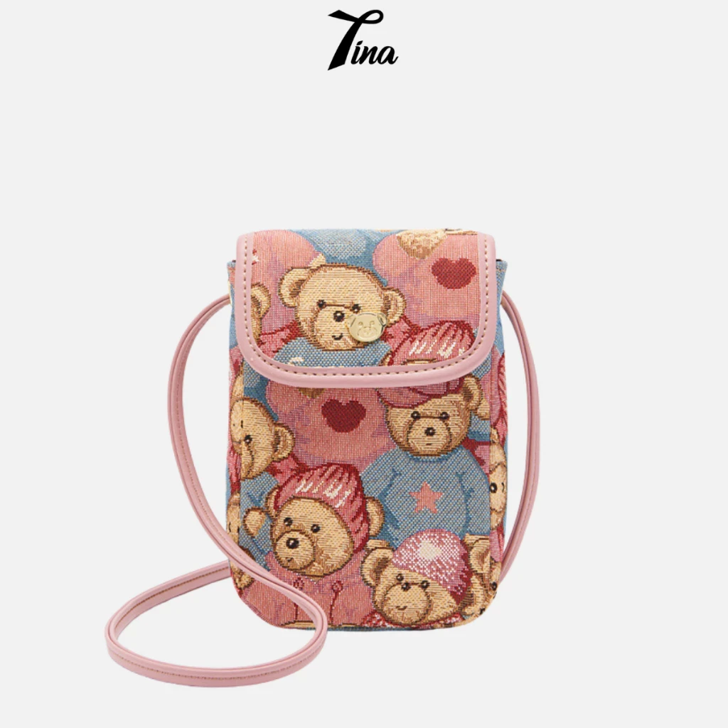 Túi đeo chéo nữ ERANGBEAR vải gấu đi chơi đẹp Hàn Quốc mini cute Tina Shop EB015