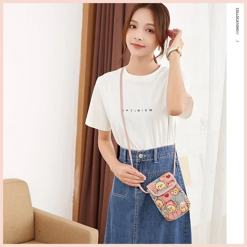 Túi đeo chéo nữ ERANGBEAR vải gấu đi chơi đẹp Hàn Quốc mini cute Tina Shop EB015