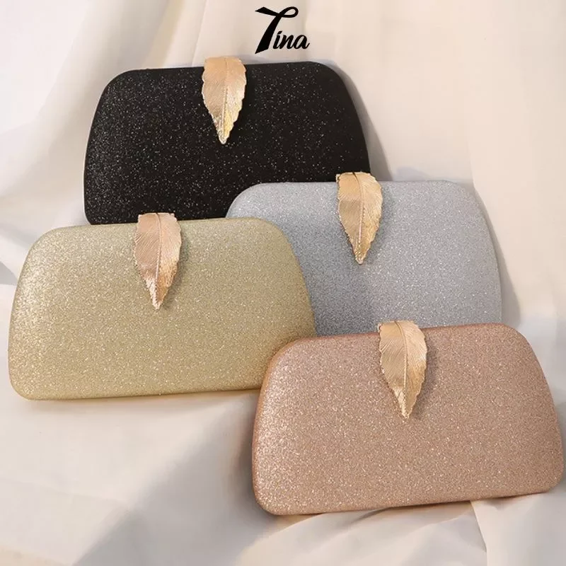 Túi cầm tay dự tiệc sang trọng khoá chiếc lá bling bling TX072