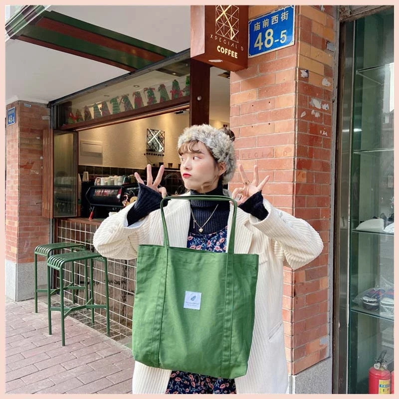 Túi tote vải nữ đi học canvas style Korea Tina shop TX058