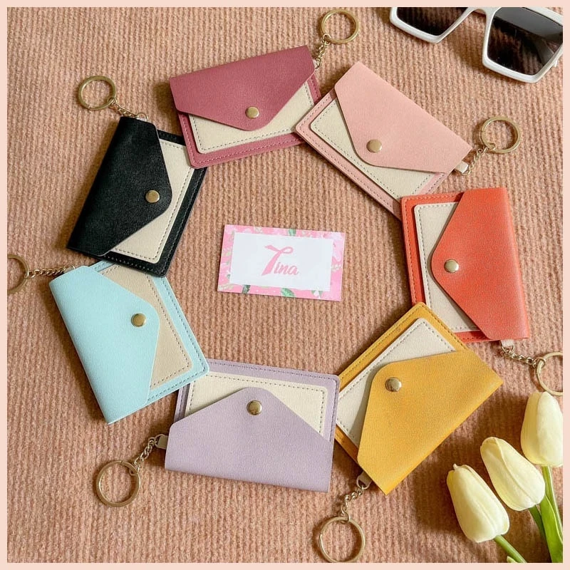 Ví nữ mini đẹp gắn móc khoá đựng thẻ tiền mỏng nhẹ cầm tay hàng hiệu cao cấp PK440