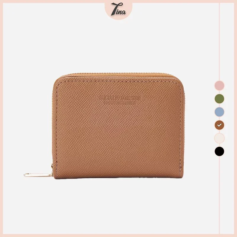 Ví ngắn nữ FFY mini da gân nhiều ngăn có khóa kéo tiện dụng W221