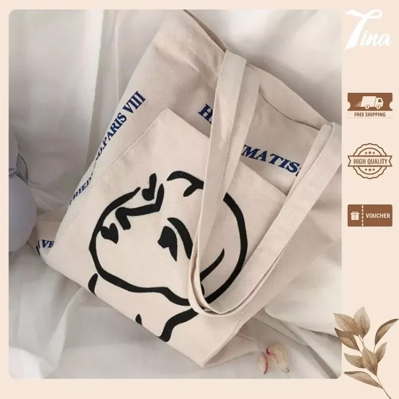 Túi tote vải đi học nữ canvas khoá kéo tiện dụng giá rẻ học sinh sinh viên Tina shop TX037