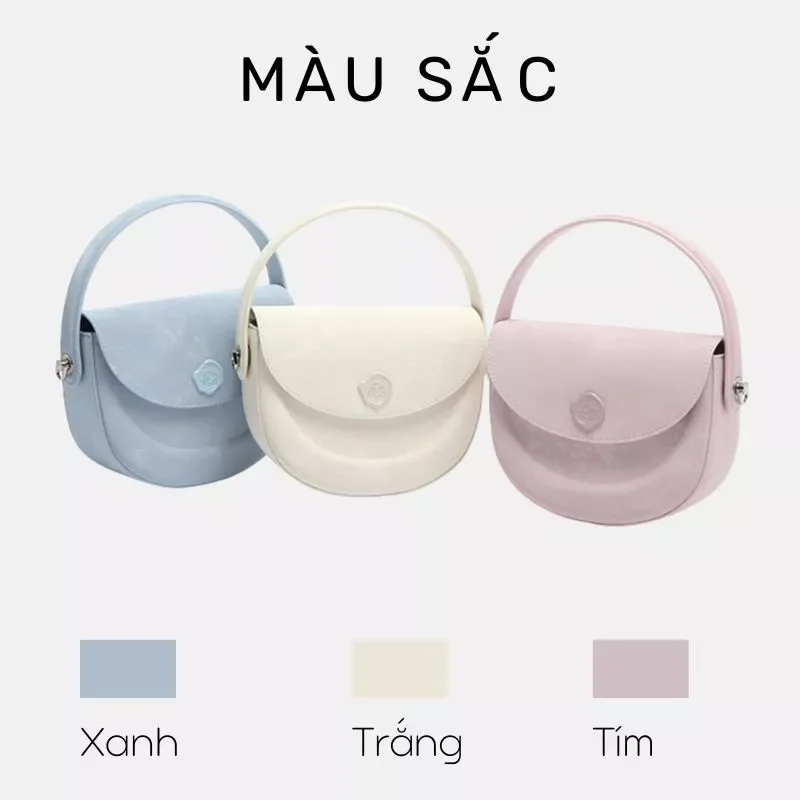 Túi xách nhỏ MICOCAH Half Moon dáng bán nguyệt da nhung M577 Tina Shop