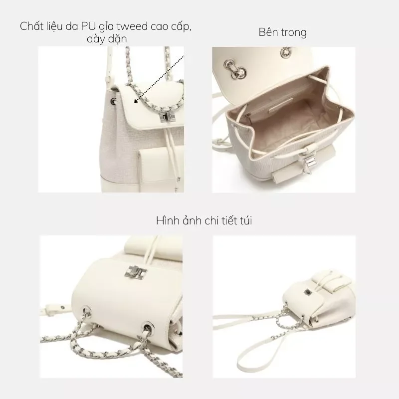 Balo mini MICOCAH giả tweed thanh lịch M581 Tina Shop
