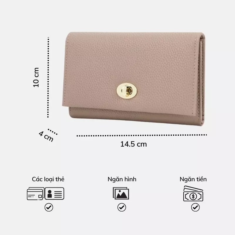 Ví nữ TAILIAN Ada gập cầm tay nhiều ngăn đựng thẻ tiền W259
