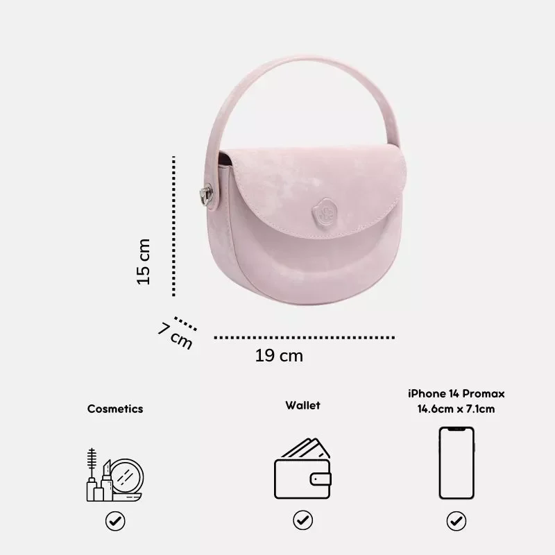Túi xách nhỏ MICOCAH Half Moon dáng bán nguyệt da nhung M577 Tina Shop