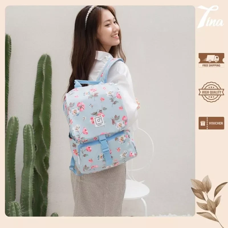 Ba lô nữ hoa NARCI chống thấm nước,đựng vừa laptop dễ thương Tina Shop N010