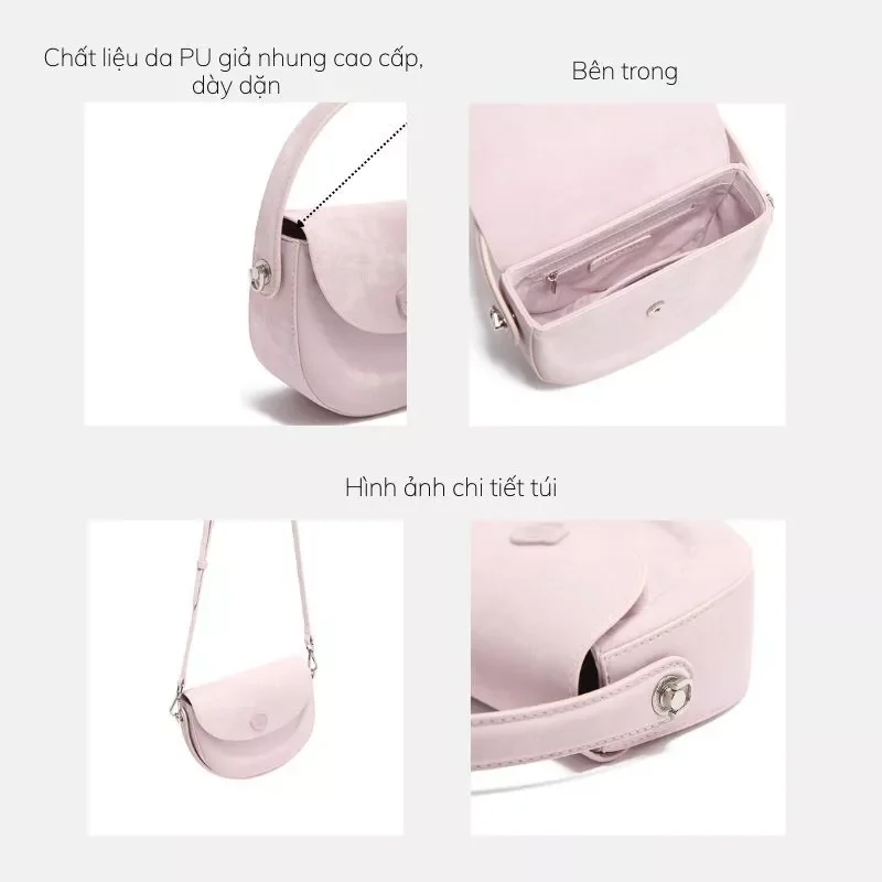 Túi xách nhỏ MICOCAH Half Moon dáng bán nguyệt da nhung M577 Tina Shop