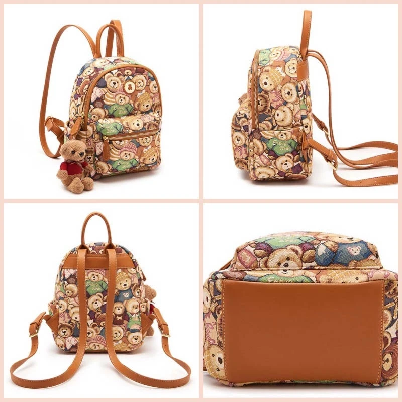 Balo nữ ERANGBEAR mini đẹp vải dày dặn hoạ tiết gấu thời trang Tina Shop EB012