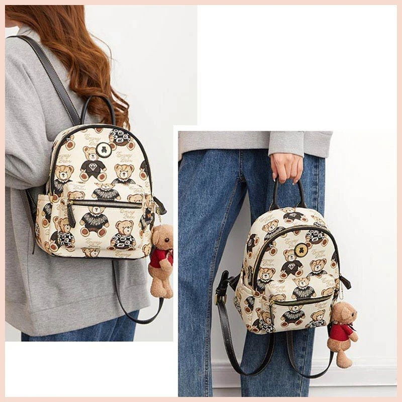 Balo nữ ERANGBEAR mini đẹp vải dày dặn hoạ tiết gấu thời trang Tina Shop EB012
