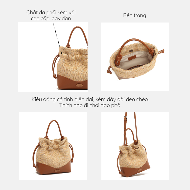 Túi MICOCAH Inaya dáng bucket giả cối dễ thương