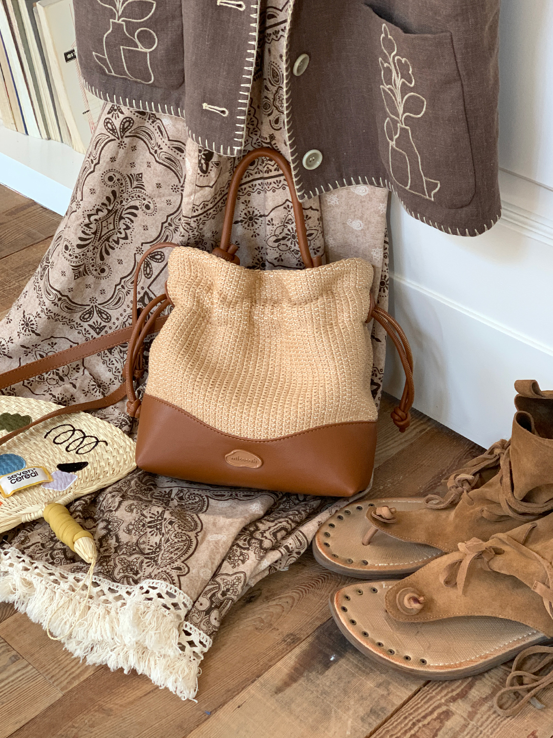 Túi MICOCAH Inaya dáng bucket giả cối dễ thương