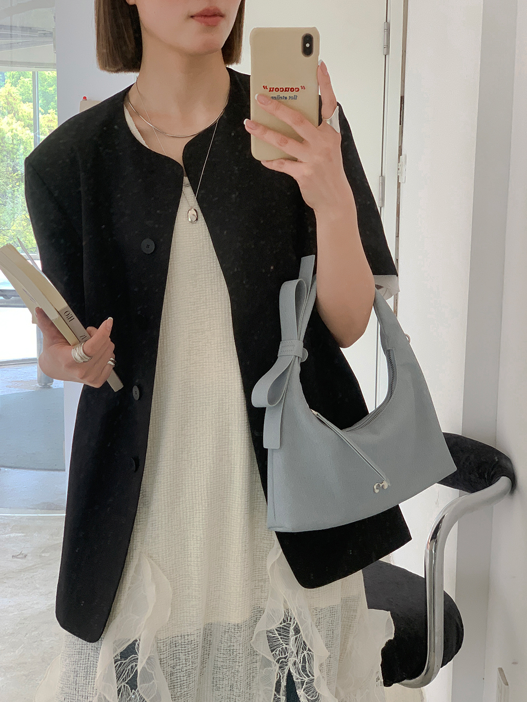 Túi MICOCAH Karla da giả denim nữ tính cao cấp