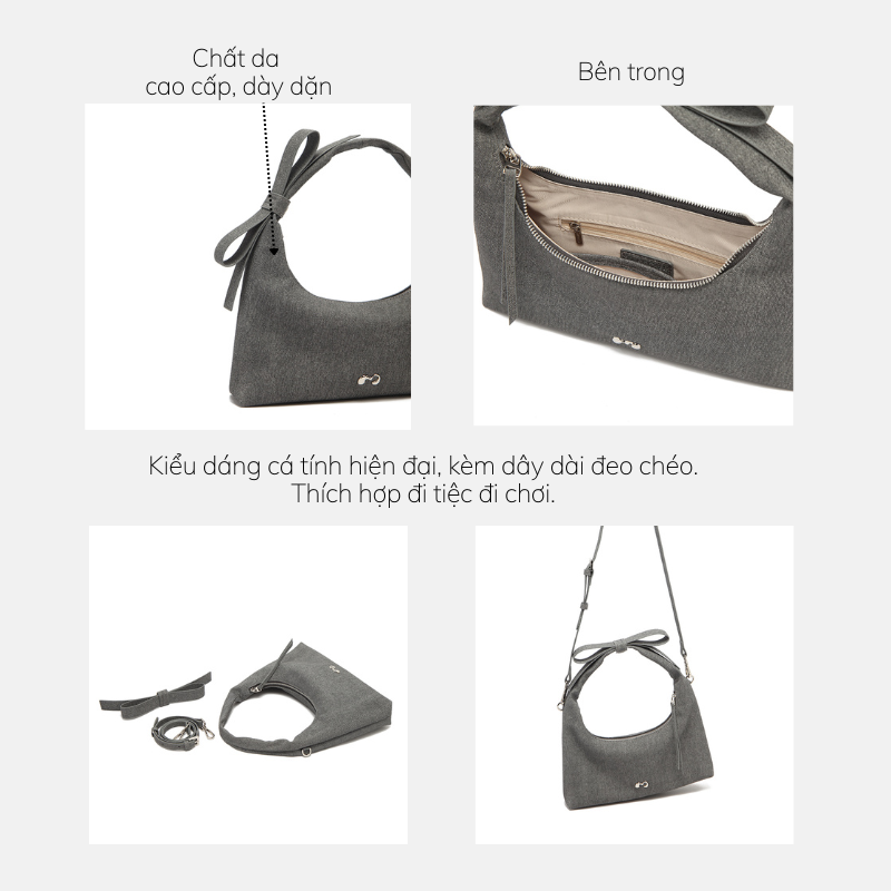 Túi MICOCAH Karla da giả denim nữ tính cao cấp