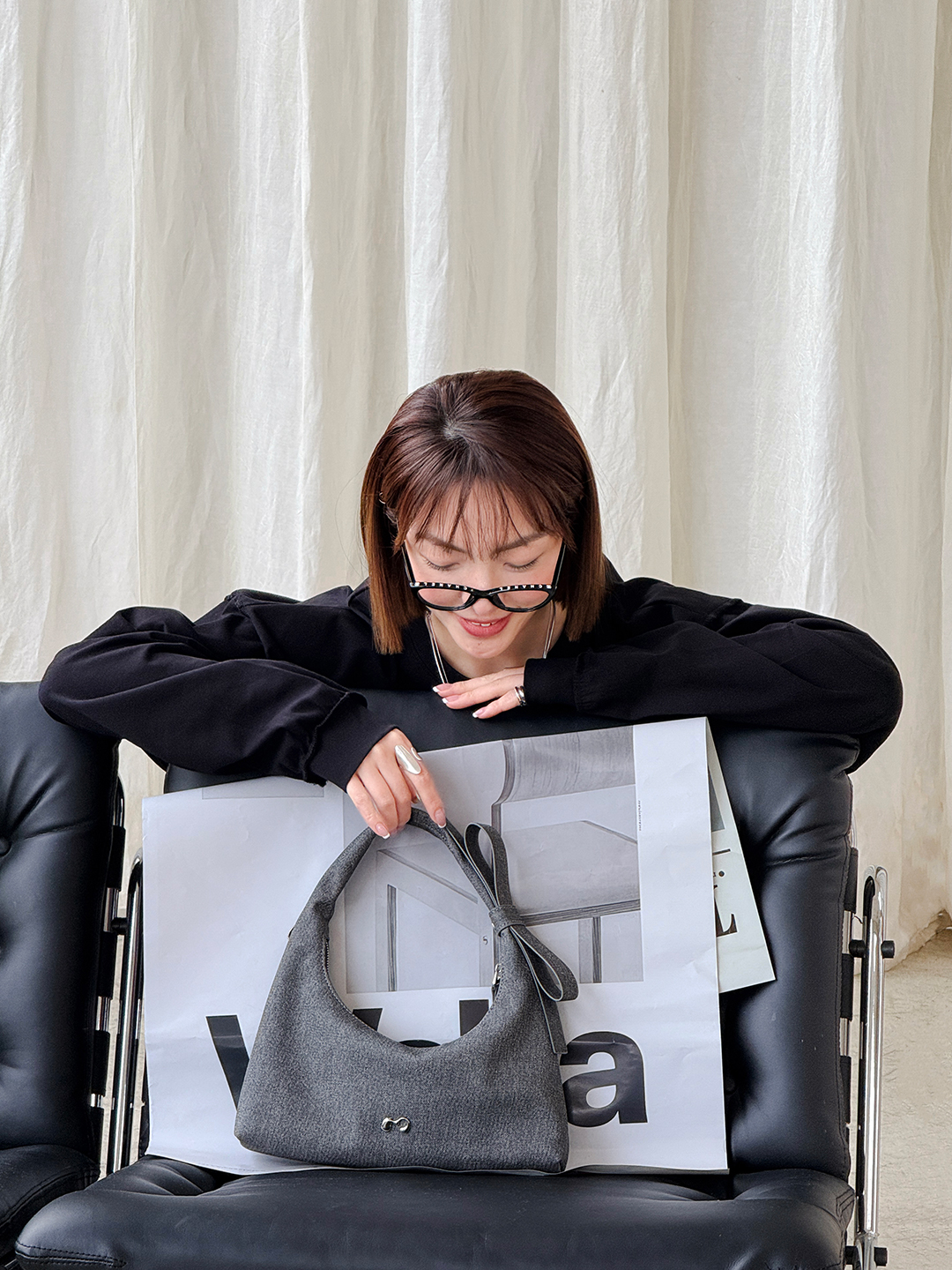 Túi MICOCAH Karla da giả denim nữ tính cao cấp