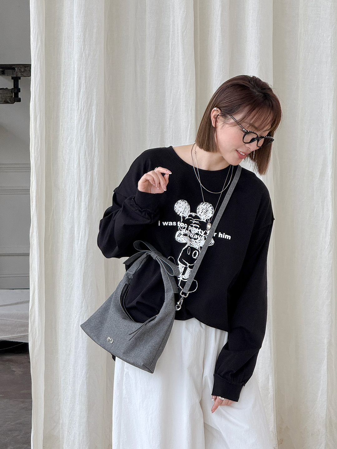 Túi MICOCAH Karla da giả denim nữ tính cao cấp