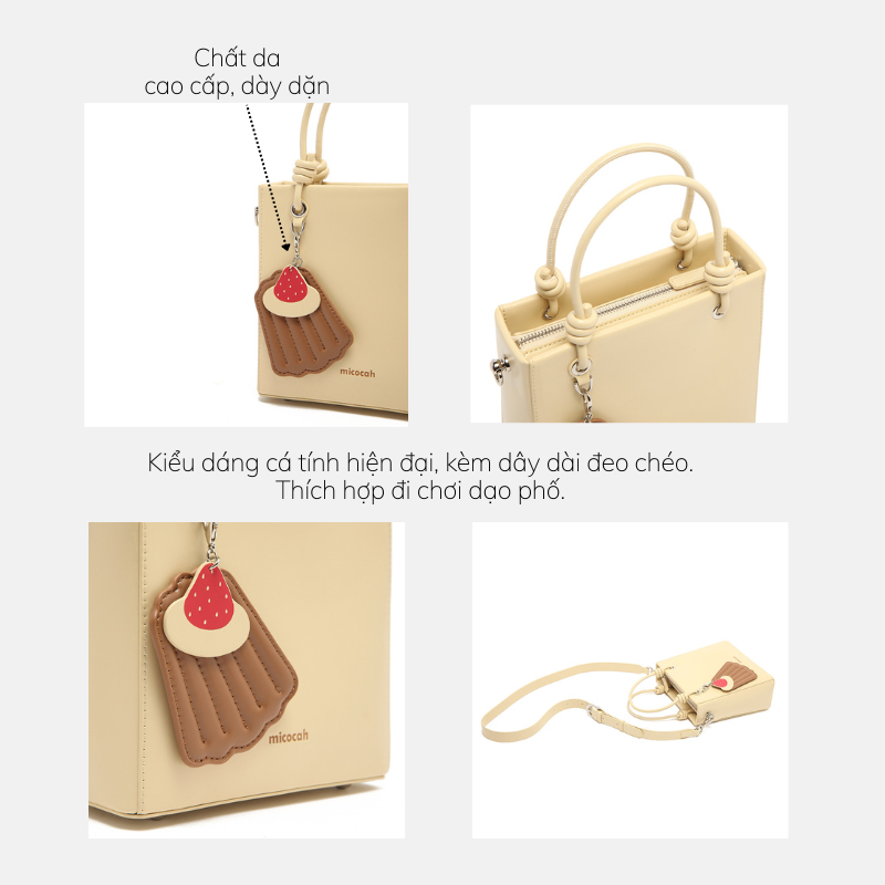 Túi MICOCAH Winona Chính hãng dáng cakebox kèm charm đeo chéo