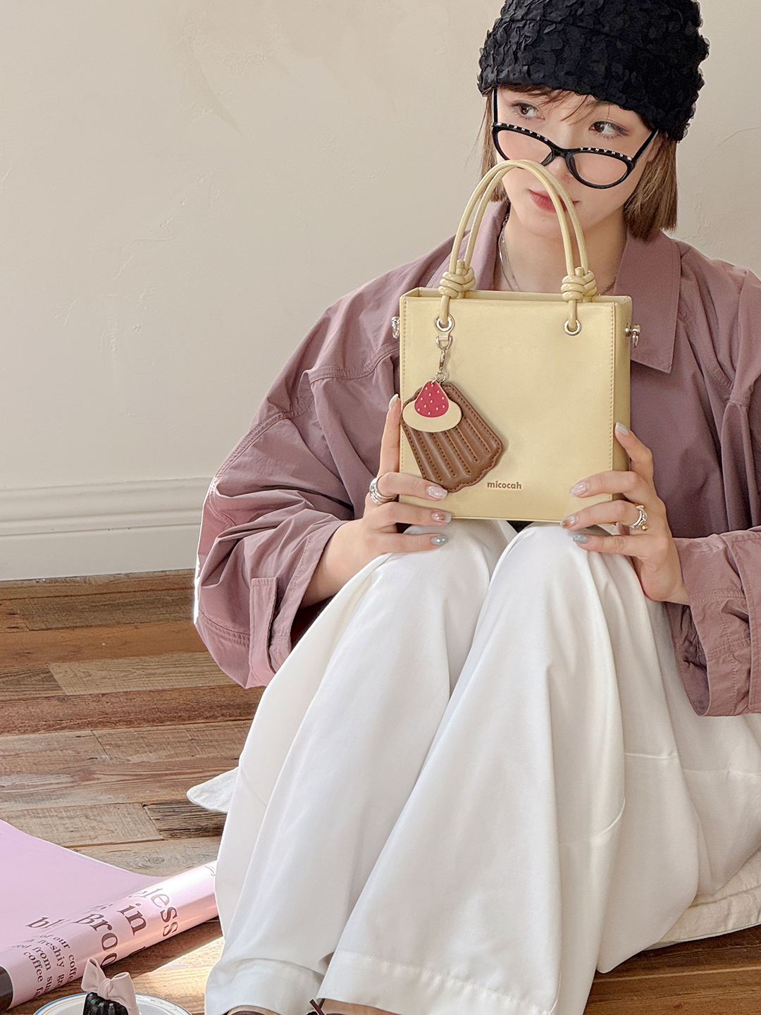Túi MICOCAH Winona Chính hãng dáng cakebox kèm charm đeo chéo