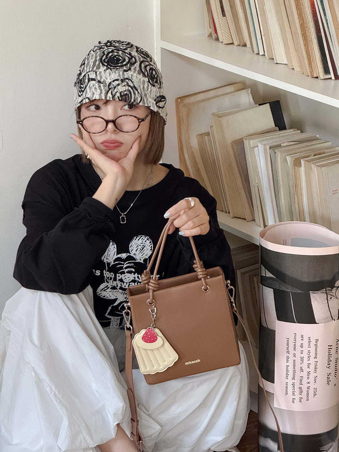 Túi MICOCAH Winona Chính hãng dáng cakebox kèm charm đeo chéo