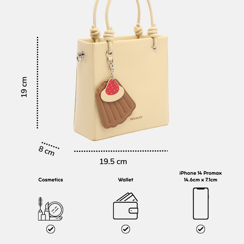 Túi MICOCAH Winona Chính hãng dáng cakebox kèm charm đeo chéo