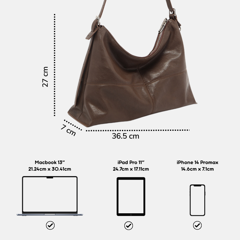 Túi nữ MICOCAH Seika dáng hobo da trơn cá tính M657