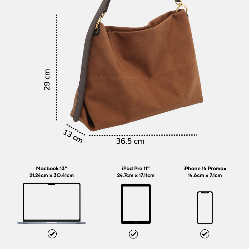 Túi nữ MICOCAH Yuka dáng hobo cá tính cao cấp vừa laptop 13inch