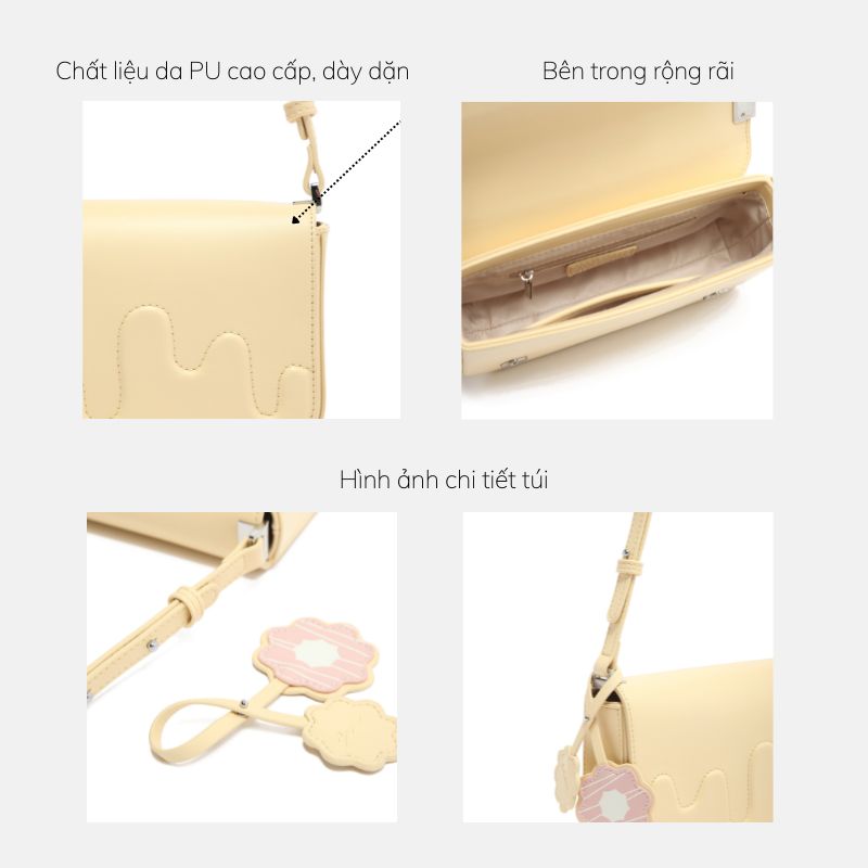 Túi xách nhỏ MICOCAH Sweet Box nắp gập kèm charm M585 Tina Shop