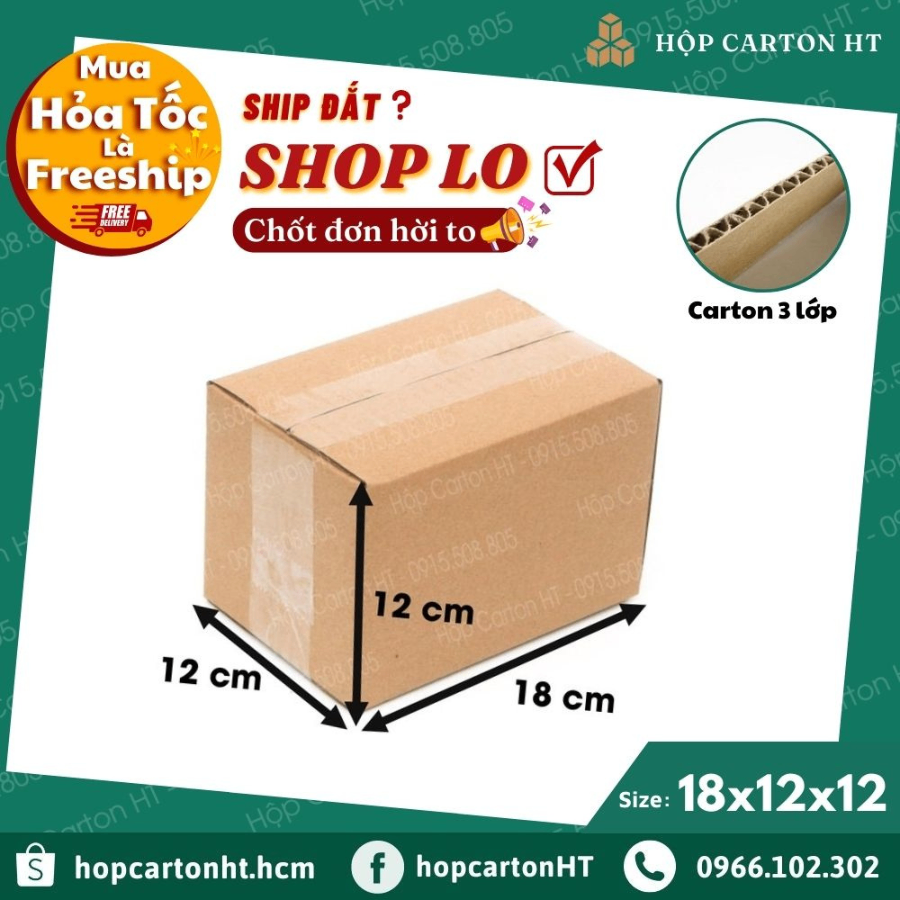 Hộp carton E 18x12x12