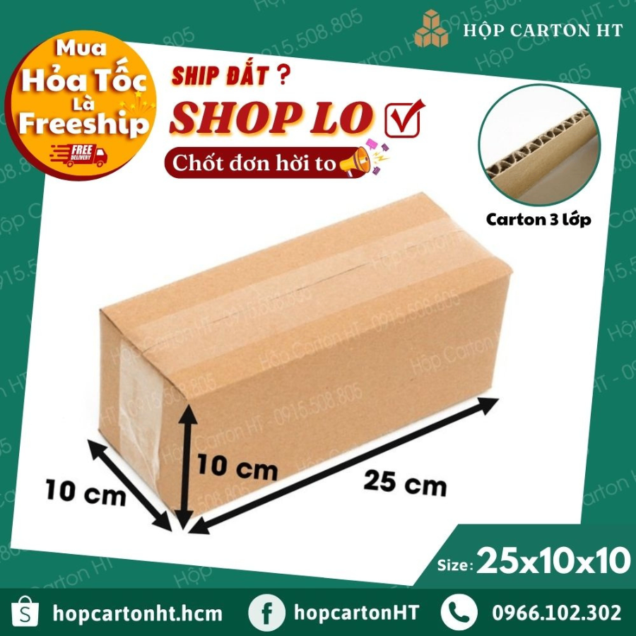 Hộp carton E 25x10x10