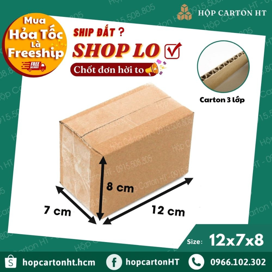 Hộp carton E 12x7x8