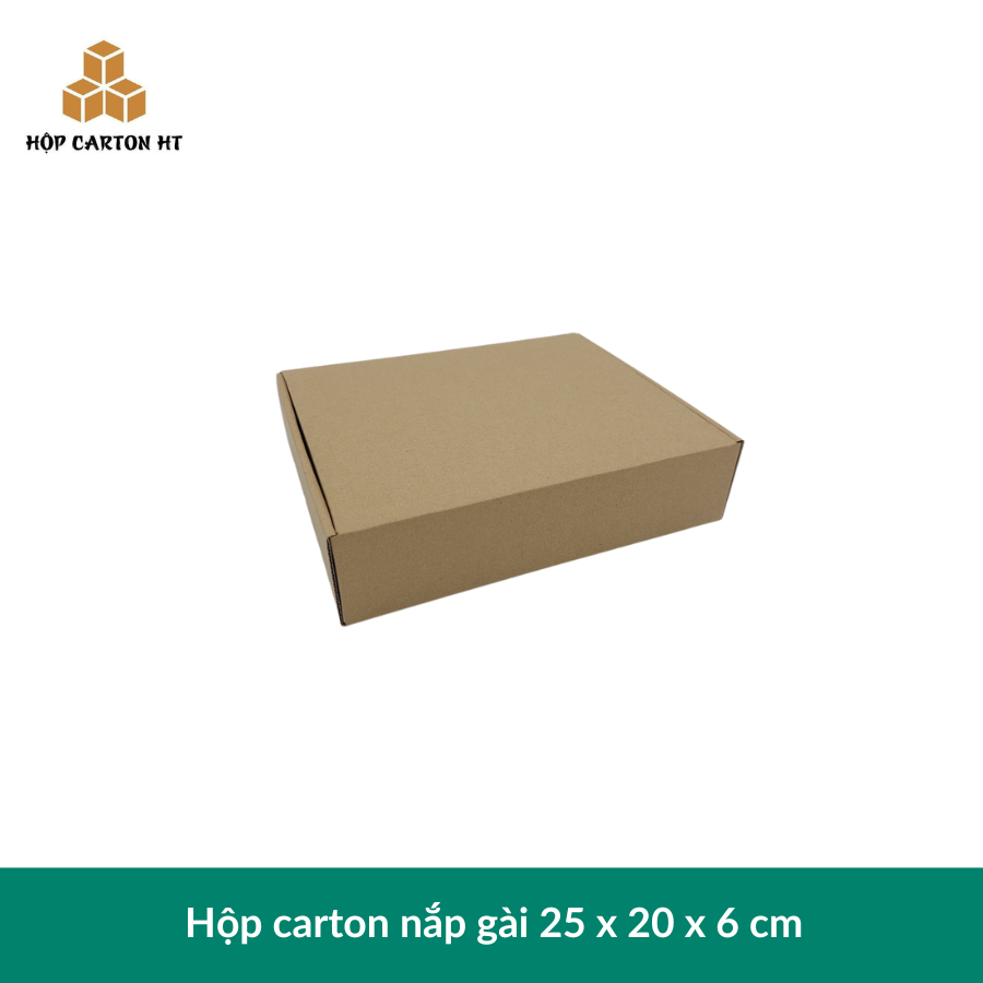 Hộp carton E 2 nâu  nắp cài chùm 25x20x6