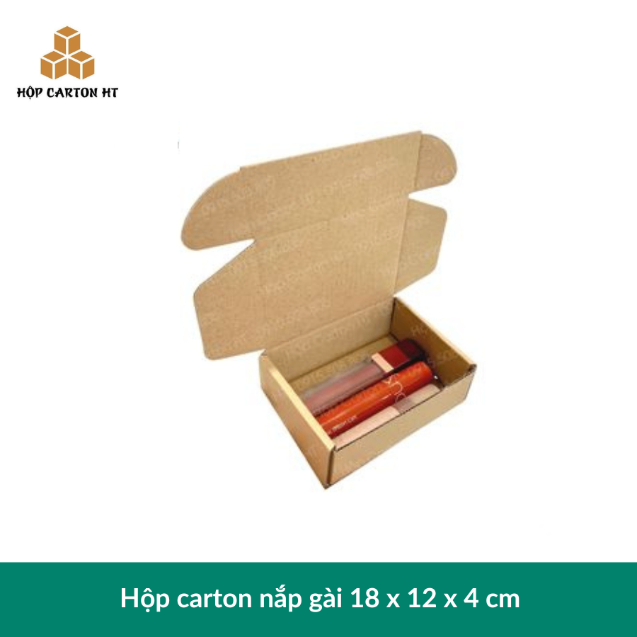 Hộp carton E 2 nâu nắp cài chùm 18x12x4