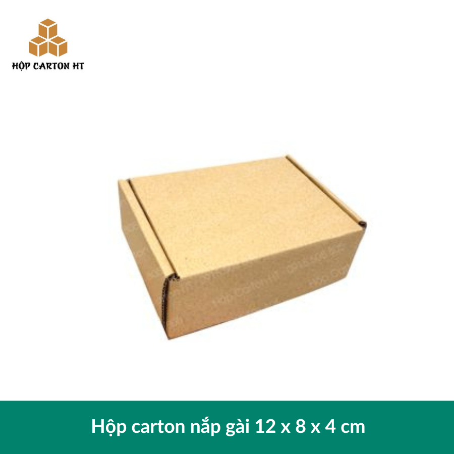 Hộp carton E 2 nâu nắp cài chùm 12x8x4